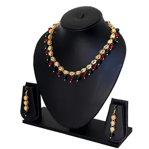 Parure de bijoux de mariée vintage en cuivre plaqué or, collier serti de Kundan et de zircon, bijoux raffinés pour mariage ou cadeau - Product Image 2