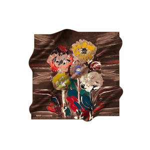 Vintage Designer Floral Silk Scarf with Dot Pattern Custom Digital Print for Spring Summer - Product Image 1