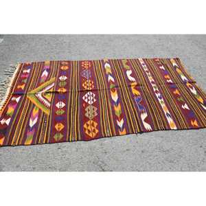 Turkish Area Rug, 4.3x8.6 ft Vintage Rug, <b>Red</b> Polka dot <b>Wool</b> Rug - Product Image 3