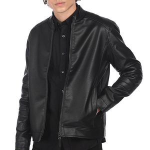 New Arrival Men's Leather Jacket <b>Stand</b> Collar Waterproof High Street Winter Motorcycle Reversible Stylish for Casual Wear Front - Product Image 6