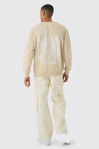 Sudaderas de cuello redondo extragrandes de algodón 100% con estampado de logotipo personalizado, sudaderas con capucha suaves y gruesas de peso pesado, ropa de calle de peso pesado - Product Image 2