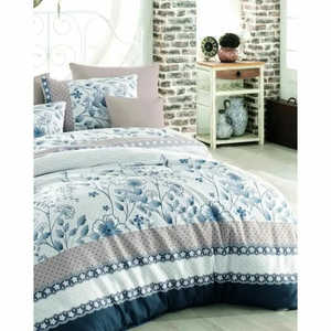 BigBuy Home Ensemble de housse de couette 3 pièces bleu taille King avec motif floral brodé pour usage domestique - Product Image 2