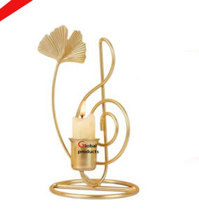 prime quality <b>golden</b> finished gingko leaf design candle stand for hotel restaurant and <b>bar</b> - Product Image 5
