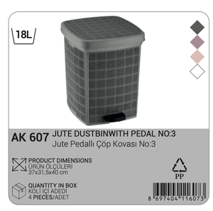 Poubelle à pédale de 18 L en plastique écologique, type induction, avec couvercle, pour la salle de bain, la cuisine, le bureau, la maison - Product Image 5