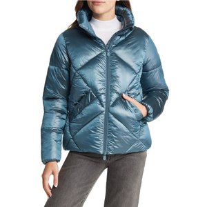 Chaqueta acolchada de burbujas recortada de Invierno para mujer, manga larga con cremallera, cuello alto, forro acolchado, Spandex, nailon, transpirable, recién llegado - Product Image 5