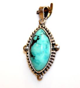 Pendentif unisexe en argent Sterling 925 de qualité supérieure avec pierre de cristal de guérison Turquoise plaqué diamant Quartz goutte motif breloques cadeau - Product Image 1