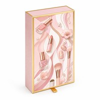 Boîte à tiroir rose doré pour emballage d'ongles press-on, boîte cadeau cosmétique avec poignée en ruban