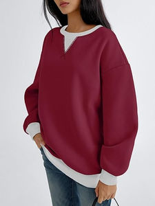 Sweat-shirt surdimensionné décontracté col rond hauts pullover chemises à manches longues à la mode automne vêtements de mode pour femmes conception douanière - Product Image 3