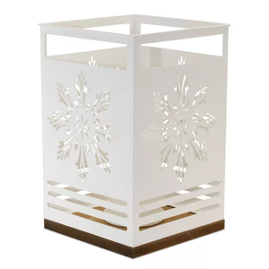 Top Quality Metal White <b>Snowflakes</b> Design Tea <b>Light</b> Holder With Wooden Base From Indian Manufacturer & Exporter - Product Image 6