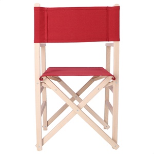 Chaise de directeur WELL HOME en bois de hêtre avec finition non vernie et toile grenat 51x46x86 cm, chaise de bureau - Product Image 5