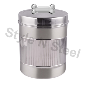 Juego de botes de comida para mascotas Caja de tarro de almacenamiento de recipiente de comida para mascotas de metal de cocina de acero inoxidable - Product Image 2