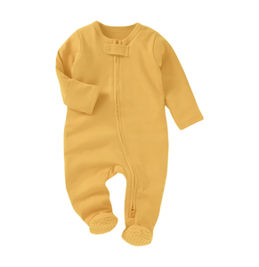 Recién llegado, mono de algodón orgánico para niños pequeños, Footie de tela suave para bebés con cierre de cremallera para bebés - Product Image 2
