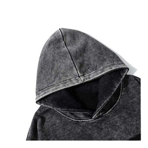 Sudadera con capucha personalizada con botón a presión lavado ácido para hombre, Jersey de algodón 100% de talla grande, Sudadera con capucha extragrande con hombros caídos en blanco para hombre - Product Image 4