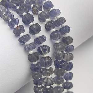 Iolite sculpté pierres précieuses citrouille perlée brins 8 pouces de long lâche pierre melon perle brin fournisseur de l'Inde - Product Image 6