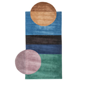 Tapis tufté à la main en laine bleue et viscose, motif abstrait, pour salon, chambre, entrée, taille rectangulaire 9x12 - Tnq-1105 - Product Image 1