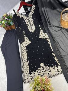 Traje Sharara Salwar de Diseño Estilo Bollywood con Bordado Pesado y Lentejuelas de 5mm, Elegante Dupatta, Ropa India Pakistaní, Imitación - Product Image 6