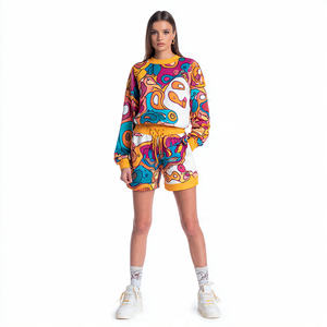 <b>Women's</b> Maternity Winter Two-Piece Sweat <b>Shorts</b> Set Jogger Streetwear Heavy Fleece Solid Pattern Rhinestone Embellishment - Product Image 6