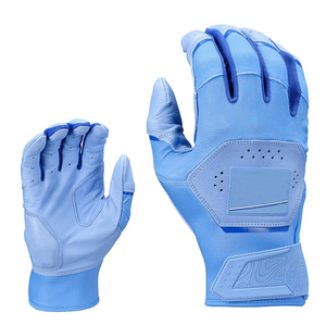 Gants de frappeur en cuir bleu clair, à doigts complets, pour baseball, respirants, pour jeunes, droitiers, ambidextres, avec fermeture auto-agrippante - Product Image 2