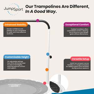 JumpSport Maniglia di supporto in acciaio bianco da 39 pollici per trampolini fitness con gambe arcuate - Product Image 2