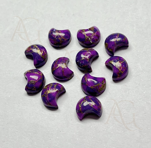 <b>Purple</b> Copper Turquoise Crescent Moon Shape Loose Gemstone For Jewelry Making At Factory Price - Product Image 1