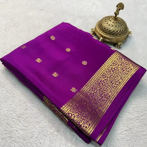 Magnifique Saree En Soie Avec Tissage Zari Or Partout Saree - Product Image 1