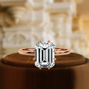 แหวนหมั้นเพชรเม็ดเดี่ยวทรงมรกต 1 กะรัต เพชรเพาะเลี้ยงในห้องปฏิบัติการ ได้รับการรับรองจาก IGI แหวนเพชรสำหรับเจ้าสาว แหวนแต่งงานแบบวงแหวนซ่อน แหวนทองคำแท้ 14K - Product Image 3