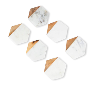 Sous-verre décoratif en marbre en gros Bar Office-Desktop Protection Sous-verre en bois et marbre Forme hexagonale Sous-verre - Product Image 1