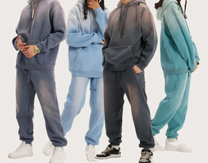 Customized 240gsm 100% Cotton Regular Fit Solid Winter Hooded Fleece <b>Oversized</b> Hoodies <b>Jogger</b> Set Tracksuit Men Breathable - Product Image 3