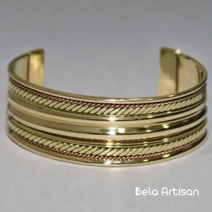 Brazalete Ancho Hecho a Mano, Chapado en Oro, Estilo Antiguo, Moderno y Tradicional, Joyería de Moda, Brazalete Ajustable de Latón - Product Image 2