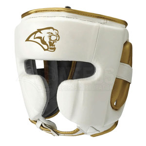 Alto profesional mejor equipo de cabeza de boxeo patrón de impresión atractivo MMA entrenamiento protector bucal hecho de cuero de alta calidad precio bajo - Product Image 1