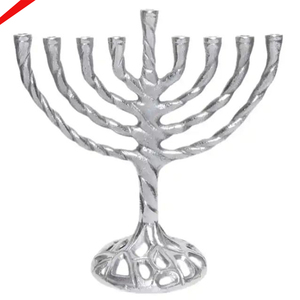 Candelabro de acero inoxidable con acabado plateado 2025, Menorah de 9 ramas para decoración de bodas - Product Image 4