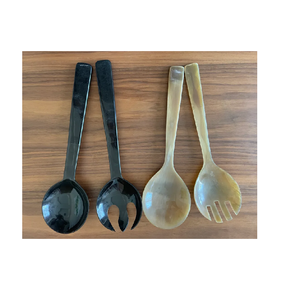 Buffalo Horn Salad <b>Serving</b> <b>Spoon</b> with steel handle Natural Horn Color salad server for Party Wedding Dinner <b>Spoon</b> - Product Image 6