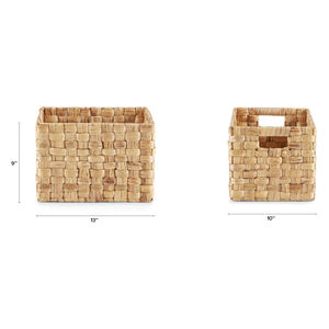 Cajas de almacenamiento de jacinto de agua rectangulares naturales hechas a mano de diseño minimalista multifuncional con asa - Product Image 6