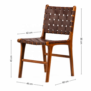 Chaise de salle à manger FREYA de style moderne du milieu du siècle |   Meubles de maison en bois massif avec sièges en cuir |   Sièges personnalisés couleur sur mesure Garantie de 3 ans - Product Image 3