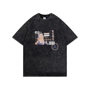 Camiseta vintage lavada con ácido para mujer, mezcla de algodón suave, ajuste relajado, estilo retro con aspecto desgastado, perfecta para ropa informal - Product Image 1
