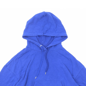 <b>Women's</b> Casual <b>Blue</b> Cotton Blend Crop Hoodie Breathable Streetwear Pullover Front Printed Hooded Cropped <b>Jumper</b> Top for Winter - Product Image 3