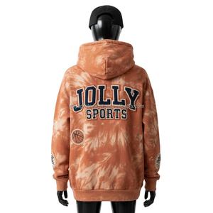 Sweat à capuche Premium pour femme, effet délavé soleil, en molleton de coton doux 320 GSM, style tie-dye marron, avec logo brodé personnalisé, coupe décontractée, lavage délavé - Product Image 2