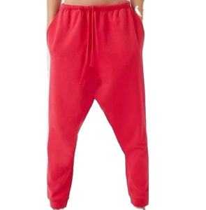 Pantalon de jogging décontracté bordeaux en nylon pantalon de survêtement baggy à jambes larges pantalon de survêtement en tricot avec broderie sur le côté pour femmes - Product Image 1