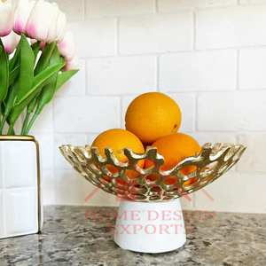 Cuenco de Metal Dorado con Pedestal para Servir Aperitivos, Ideal para Decoración del Hogar y Hoteles, Nuevo, Pedestal Metálico Dorado para Frutas - Product Image 3