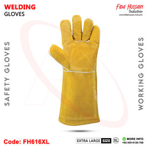 Guantes de trabajo de soldadura de cuero de vaca con puño largo más populares de 2024, guantes de soldador pesados al por mayor, guantes de cuero de Pakistán - Product Image 3