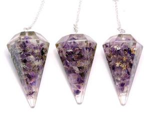 Venta al por mayor de alta calidad amatista orgón péndulo cuarzo tallado piedra preciosa para Reiki curación Feng Shui Hada fines espirituales - Product Image 4