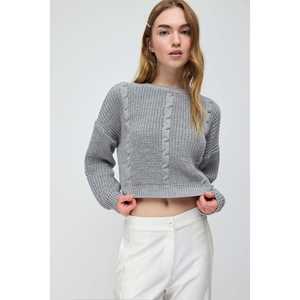 Pull court à imprimé floral scintillant pour femmes, respirant, taille XS, cardigan décontracté, hiver, tissage non tissé, avec logo sur le devant - Product Image 2