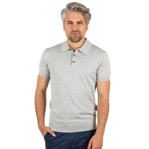 Design de mode Gris Solide Bouton Polo Tricoté Hommes Coton Lyocell Tricot Polos pour Hommes - Product Image 2