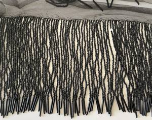 Black pearl <b>fringe</b>, black <b>fringe</b>, black pearl <b>fringe</b>, pearl <b>fringe</b> 15 cm length - Product Image 2