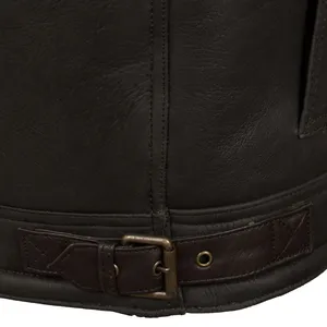 <b>Men's</b> High Quality Leather Wool Waterproof Windproof Eco-Friendly <b>Shearling</b> <b>Jacket</b> Turn-down Collar Zipper Closure Winter Use - Product Image 3