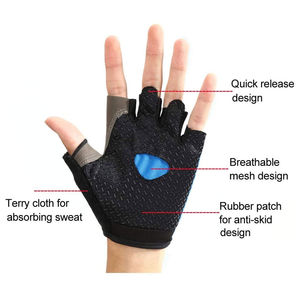 Ensemble de boxe bleu personnalisable de haute qualité, gants de sport en cuir avec fermeture magnétique, demi-doigts, imperméables - Product Image 4