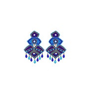 Pendiente de aro grande con cuentas de hilo de seda, joyería de ganchillo hecha a mano, de lujo, personalizada, última promoción
