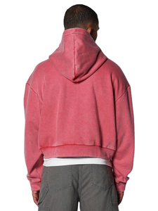 เสื้อฮู้ดดี้ทรงหลวมแบบครอป ผ้าฝ้ายปิมาออร์แกนิค 100% คุณภาพสูง ซับในอย่างดี ทรงบ็อกซี่ ไหล่ตก ล้างทำสี สำหรับผู้ชาย (OEM) - Product Image 2