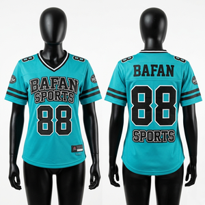 Camiseta de fútbol femenina 180 GSM, poliéster transpirable, color verde azulado, negro, blanco, logotipo personalizado con transferencia térmica, camiseta de fútbol para mujer - Product Image 4