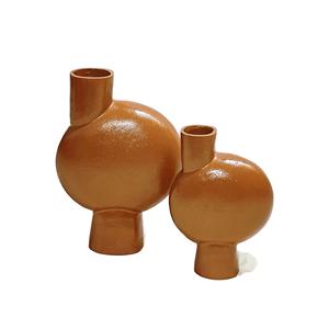 Pots de fleurs en aluminium Vase en métal finition bronze antique Lot de 2 tailles différentes pour centre de table Vase de fleurs de mariage - Product Image 4